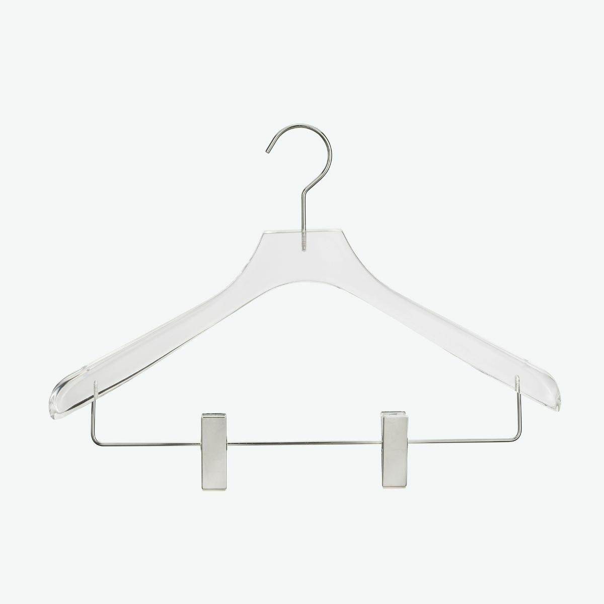 アクリルハンガー　メンズスーツハンガー　クリップ付き 透明 W420cm T4cm