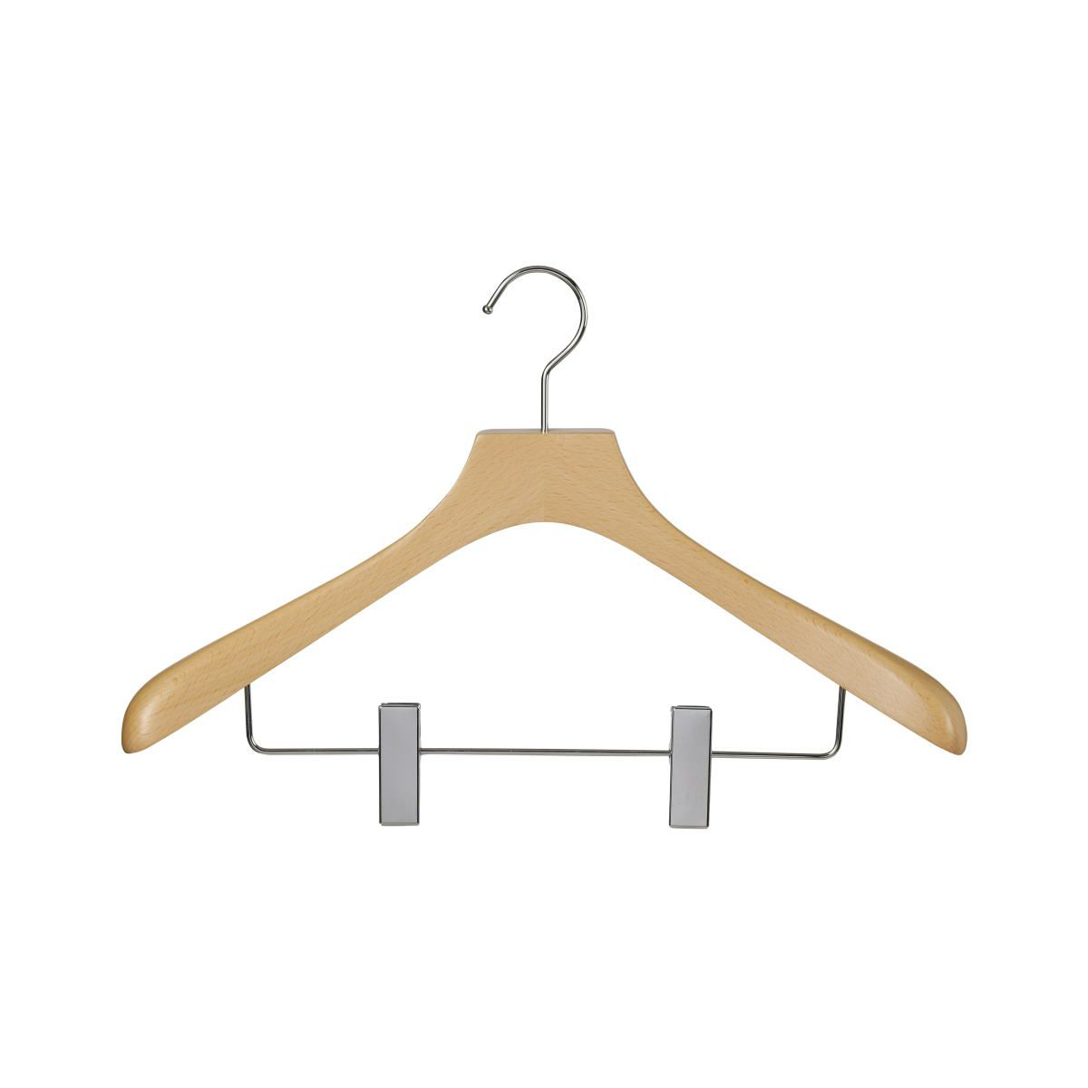 木製ハンガー スーツ ジャケット 型崩れ NW-106M クリップ付 クリア