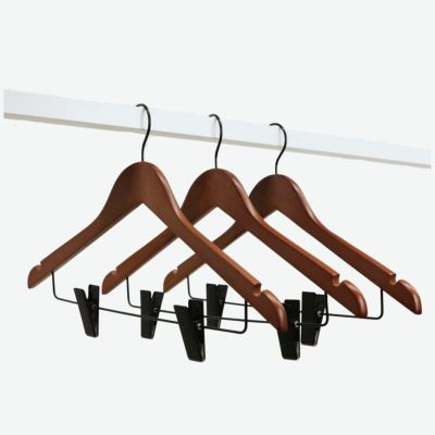 長塩産業 木製ハンガー クリップ付 42cm　5本セット Amazon.co.jp: 【ナカタハンガー】日本製 木製レディース シャツ